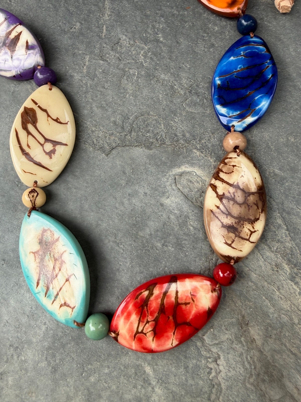 TAGUA NUT “GRANADA” NECKLACE ORGANIC ARTISAN HANDMADE BOHO STATEMENT JEWELRY NEW