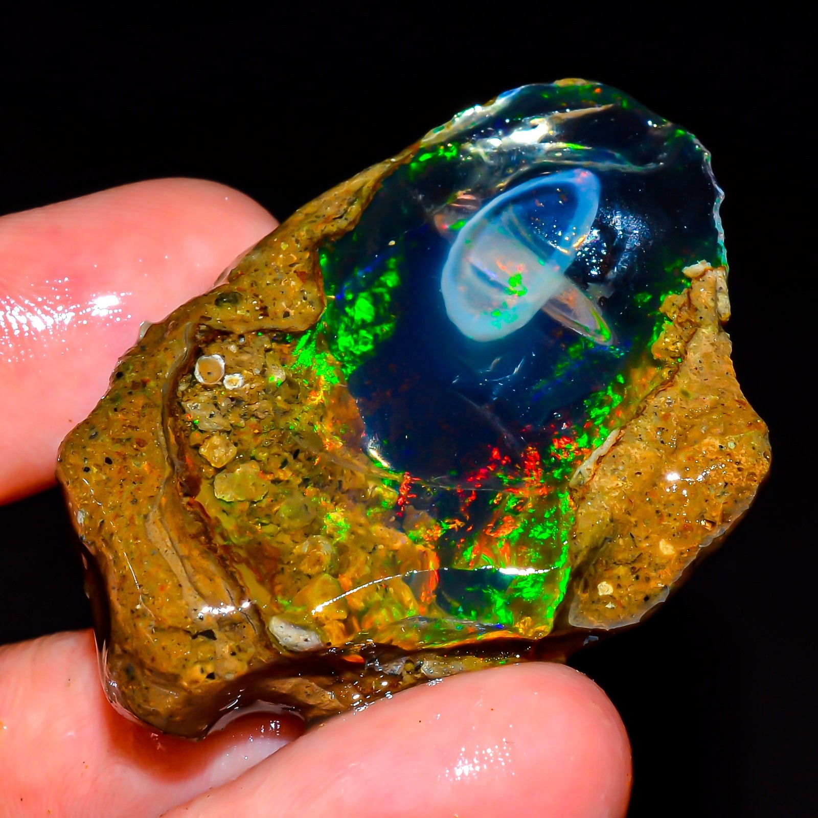 64 Ct Natural Ethiopian Opal Rough, Multi Fire Opal Raw Gemstone Jewelry R 206