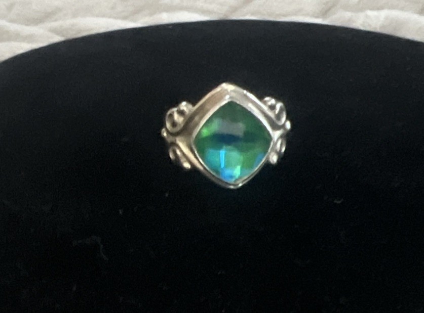 SAJEN Sterling Silver & Caribbean Blue Quartz Cocktail Ring Size 7