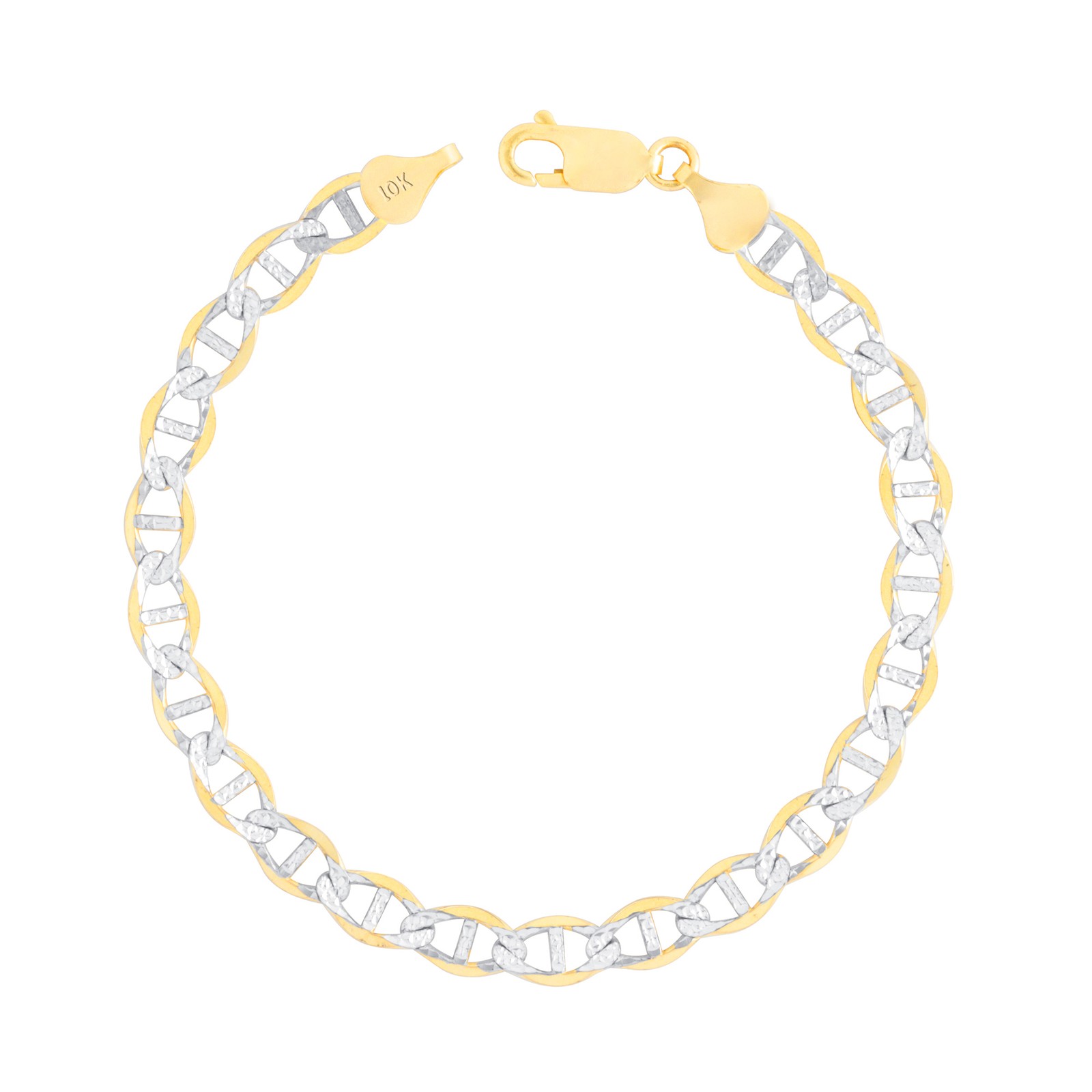 10K Yellow Gold 1.5mm-5mm Pave Dia/Cut Mariner Chain Necklace Bracelet 7″-30″