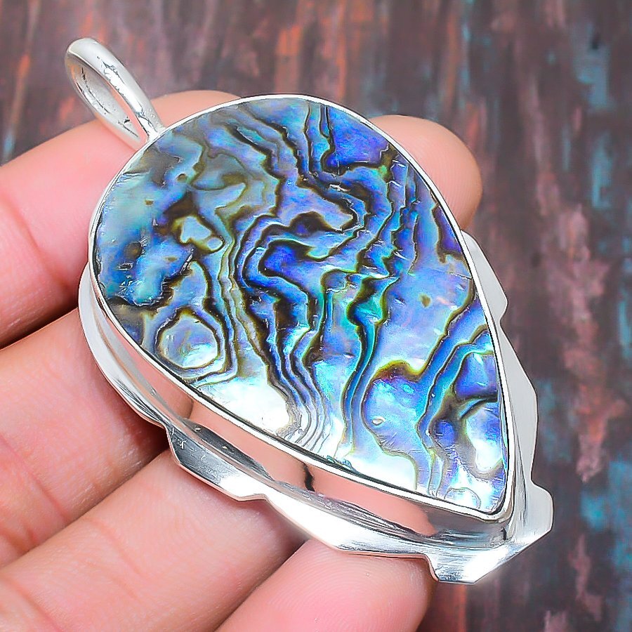 Abalone Shell Gemstone Handmade Gift Jewelry Pendant 2.56″ W059