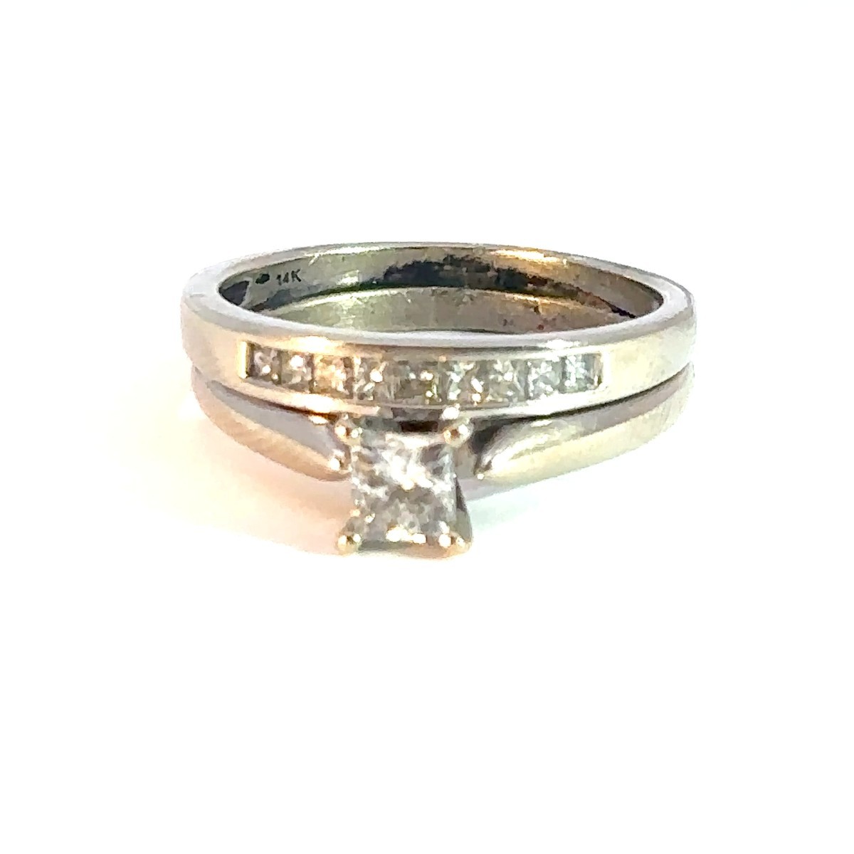 14K Yellow Gold Diamond Soldered Wedding Set 1.45 C.T.W. Size 7 8.7g (GO1048155)