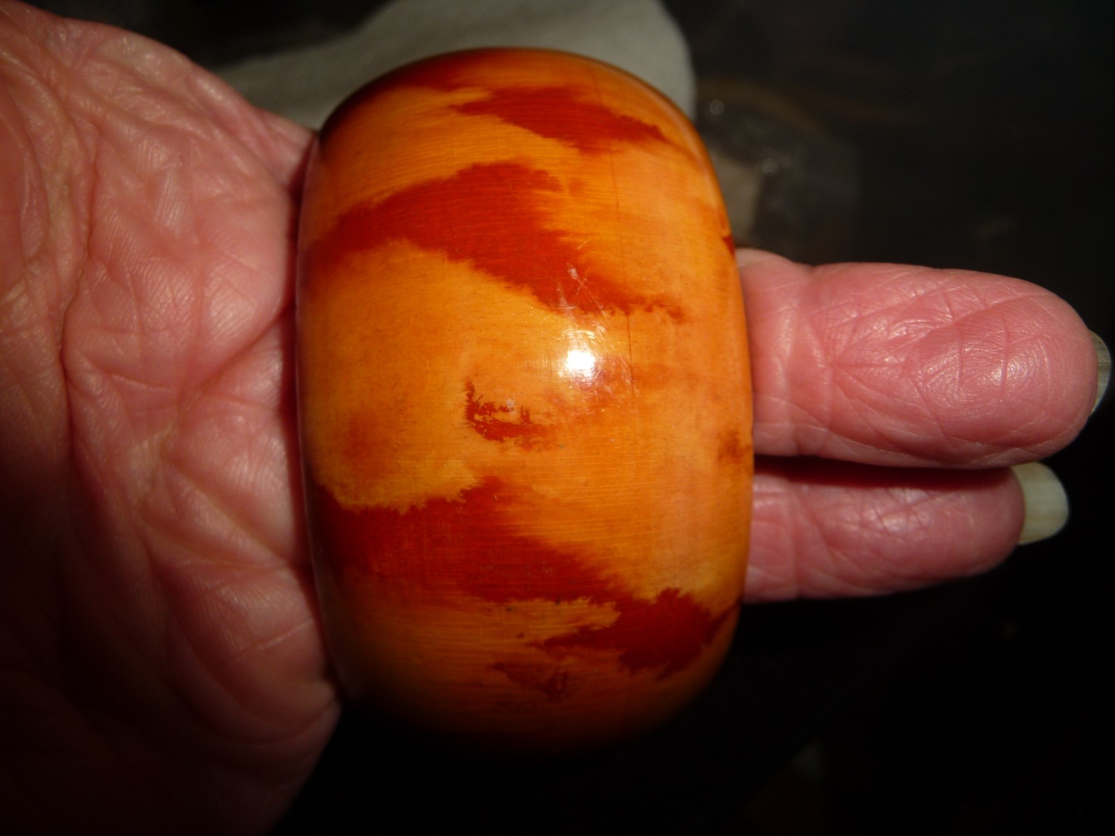 1 1/2” W BUTTERSCOTCH MABILIZED BANGLE INDIA BRACELET #29/26