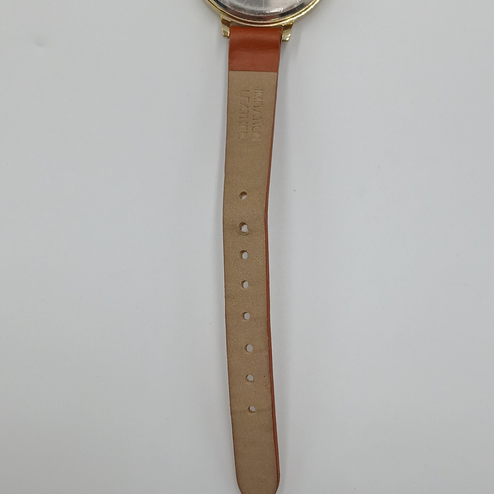 World Map Dial Watch Brown Leather 8in Strap Gold Tone Quartz Japan New Battery