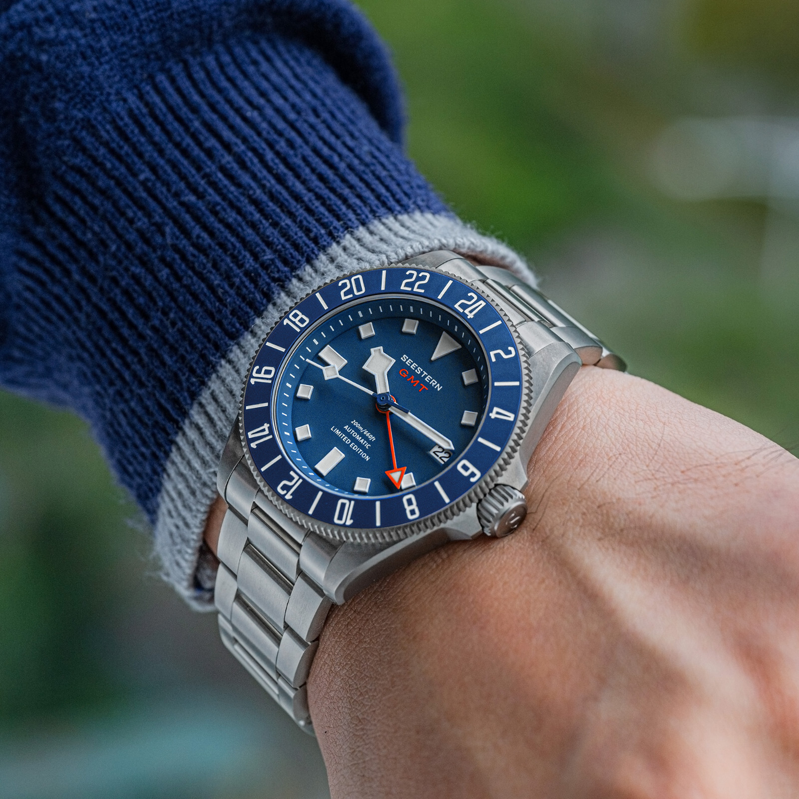 1PC SEESTERN S462.E Titaniumn GMT Professional Diver Limited Edition Mens Watch
