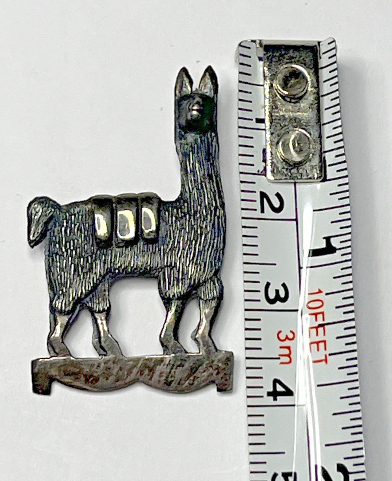 Vintage LLama Brooch Dellapina Signed 925 Peru Sterling Silver Pin , Some Patina