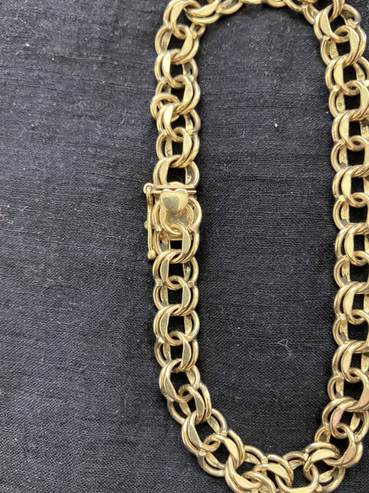 14K yellow gold double link charm bracelet POM 60’s 21 grams 8 inches