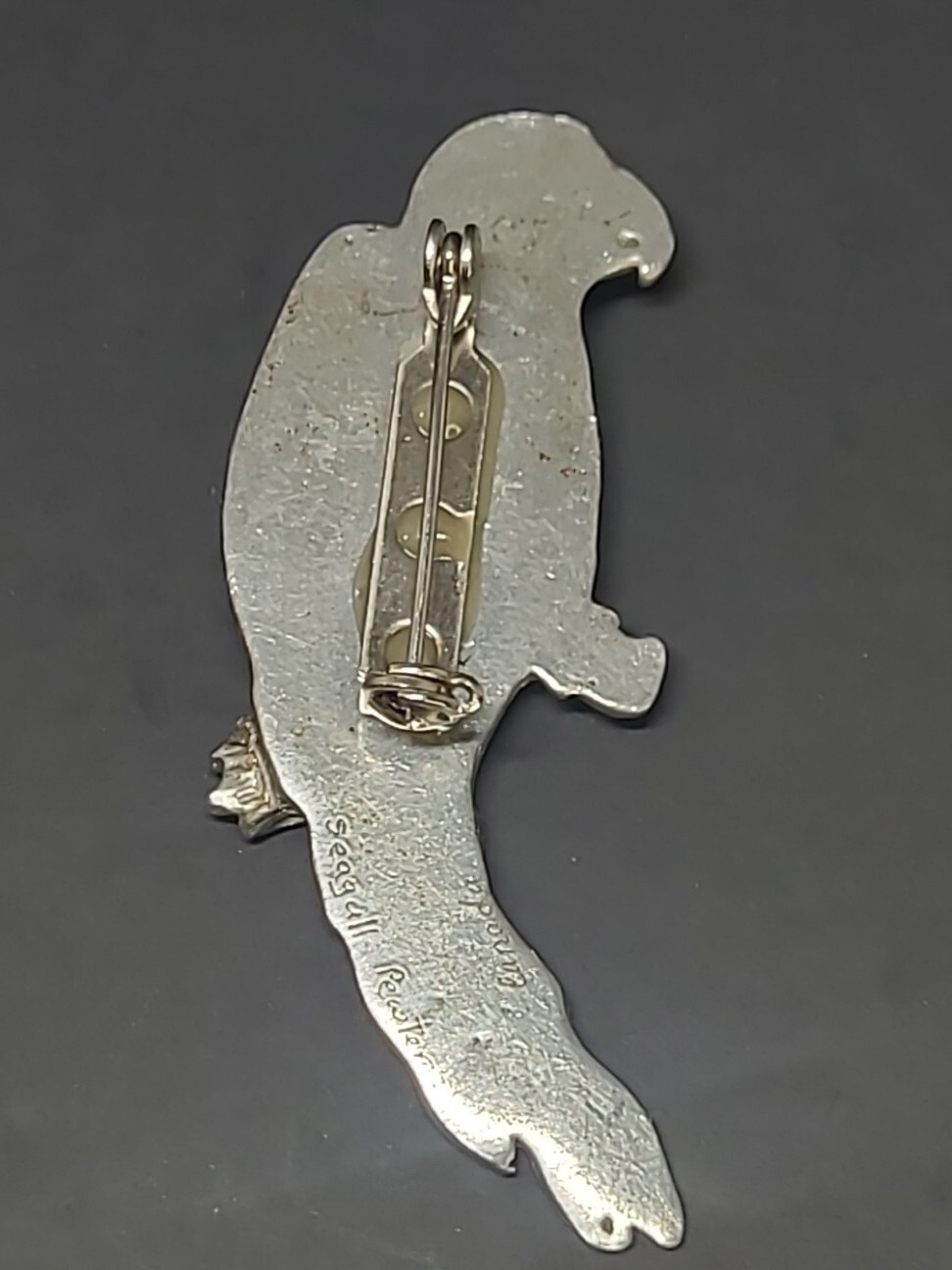Pewter Macaw Parrot Seagull Canada Figural Bird Pin Brooch Unique