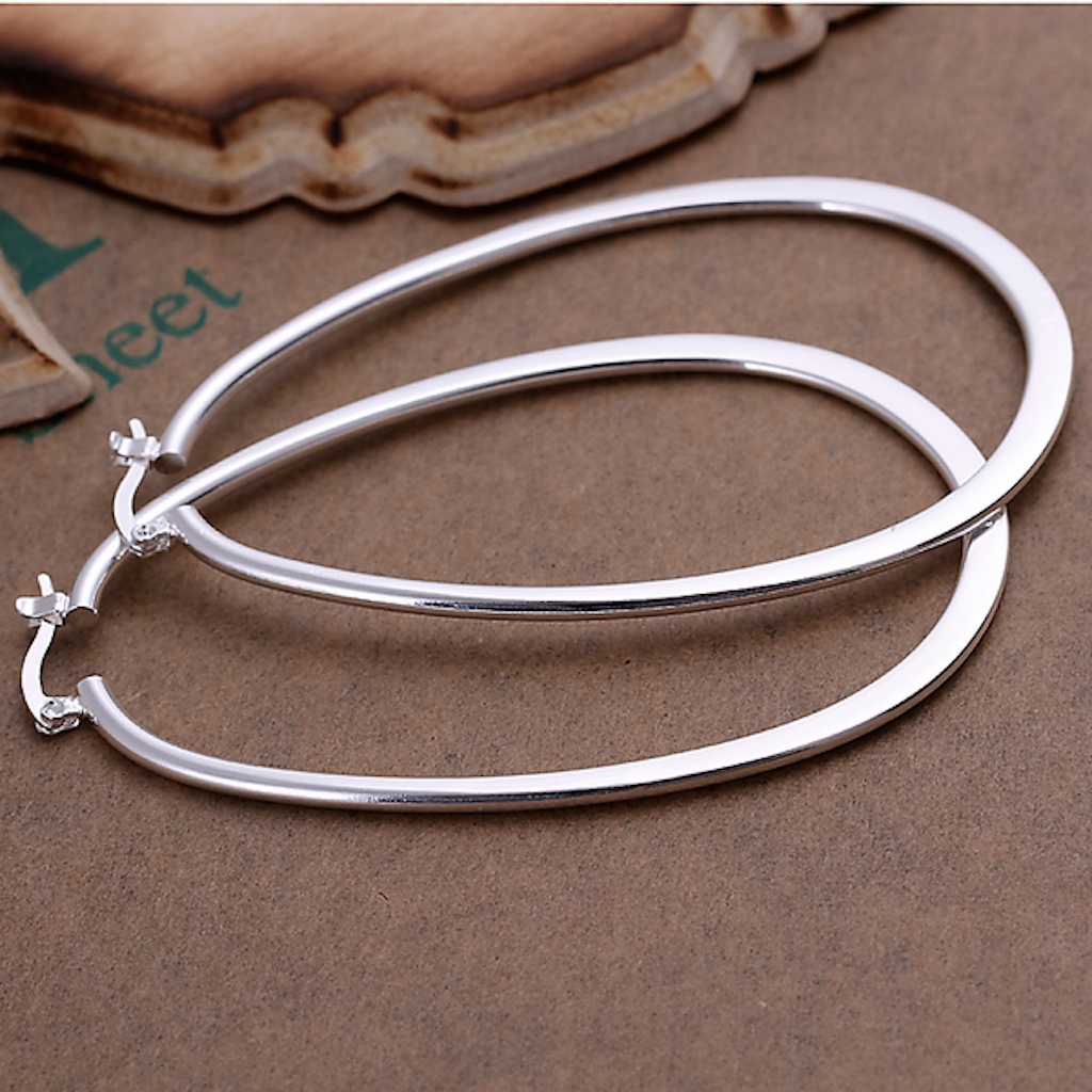 925 Sterling Silver Hoop Pierced Earrings 2.7″ inch L1