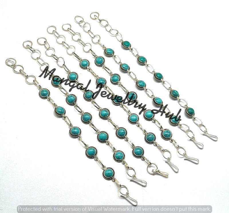 Sale Turquoise Gemstone Bracelets 925 Sterling Silver Plated Jewellery 10PCS Lot
