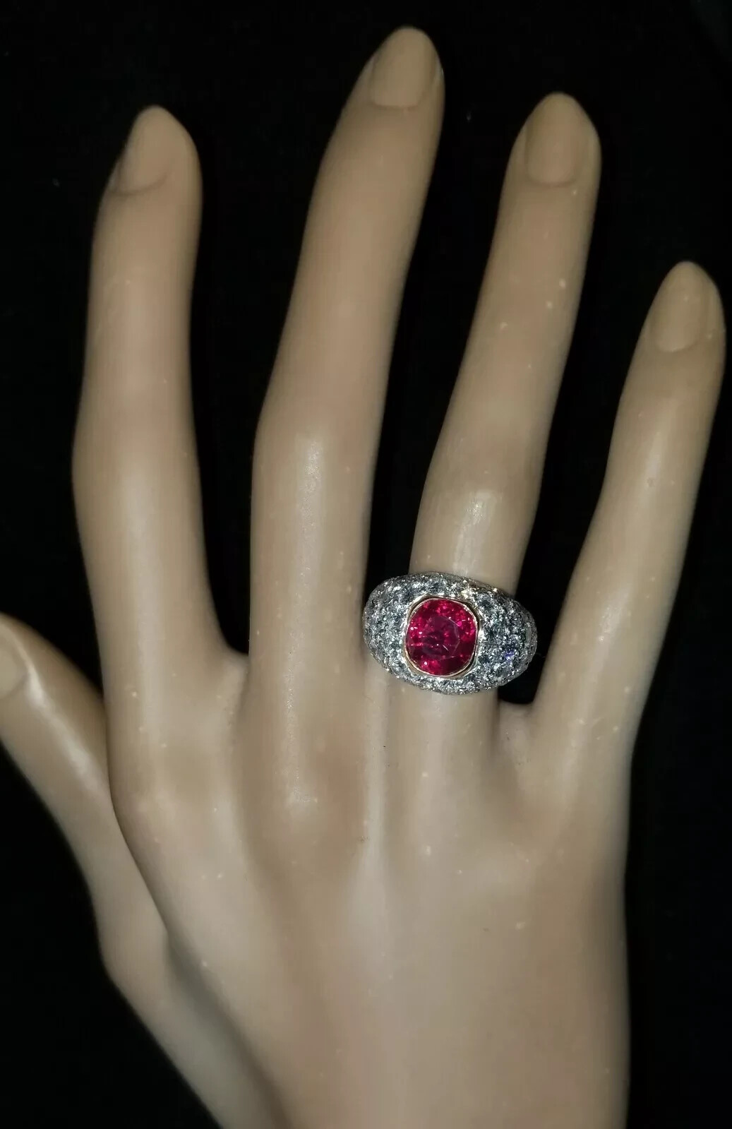 Certified Natural 4.82ct Oval Red Ruby 14K Yellow Gold Ring Women Fine Jewelry