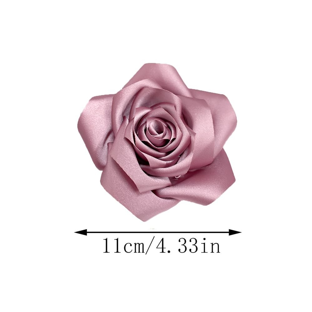 Dainty Satin Rose Flower Large Brooch Lapel Pins Delicate Elegant Handmade Fabri