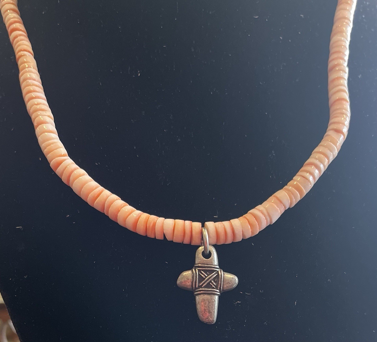 Pink Conch Shell Beaded 925 Sterling Silver necklace