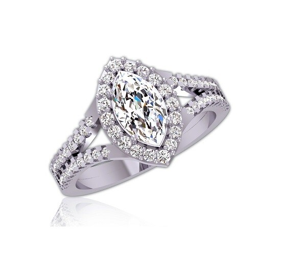 1.24Ct White Marquise Cut CZ Engagement Wedding Ring In 925 Sterling Silver