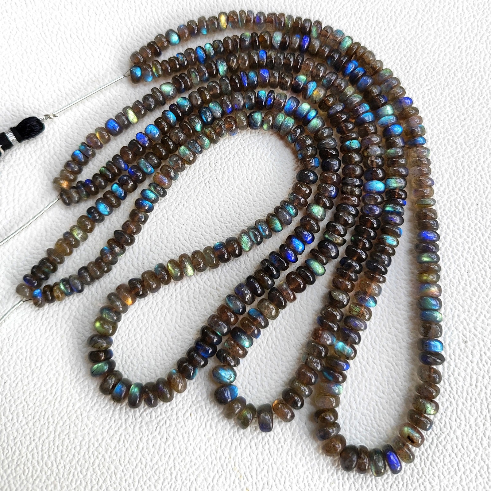6-7mm Smooth Rondelle Labradorite Rainbow Fire 16.5″ Strand Beads India Gems