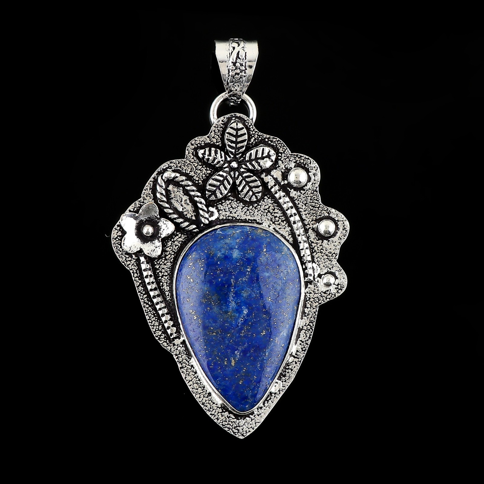 Natural Lapis Lazuli Gemstone Handmade Pendant 925 Sterling Silver Jewelry 2.75″