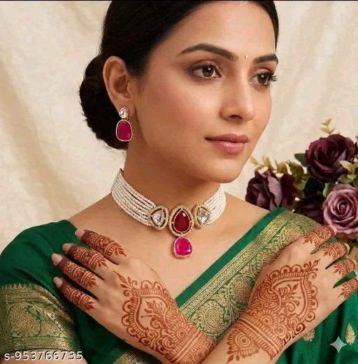 Indian Bollywood Designer Gold Plated Fashion Jewelry Necklace Earring Set