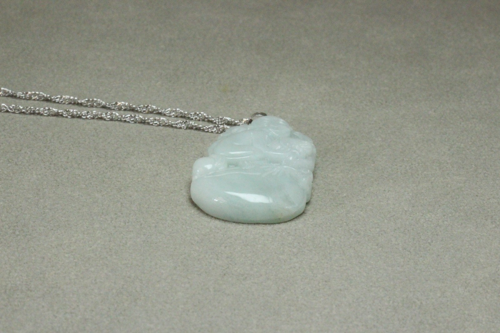 Natural White green A Jadeite jade Hand-Carved Monkey (Chinese Zodiac) Pendant