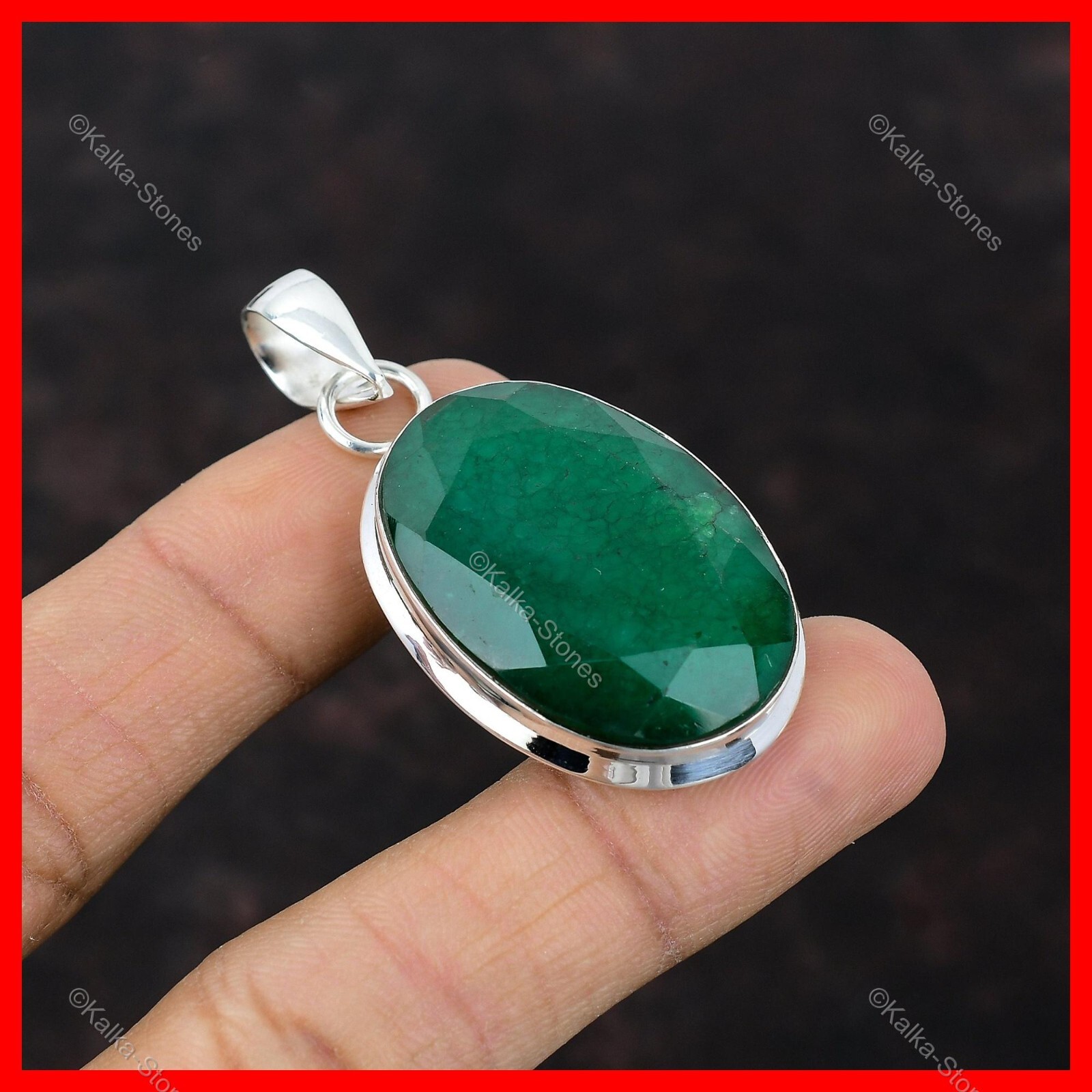 New Year Sale Natural Zambian Emrald Sterling Silver Daughter Pendant Jewelry