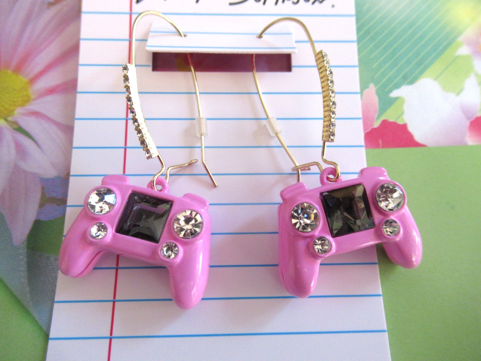 Betsey Johnson Authentic Pink Enamel Game Controller Sherperd Earring NWT