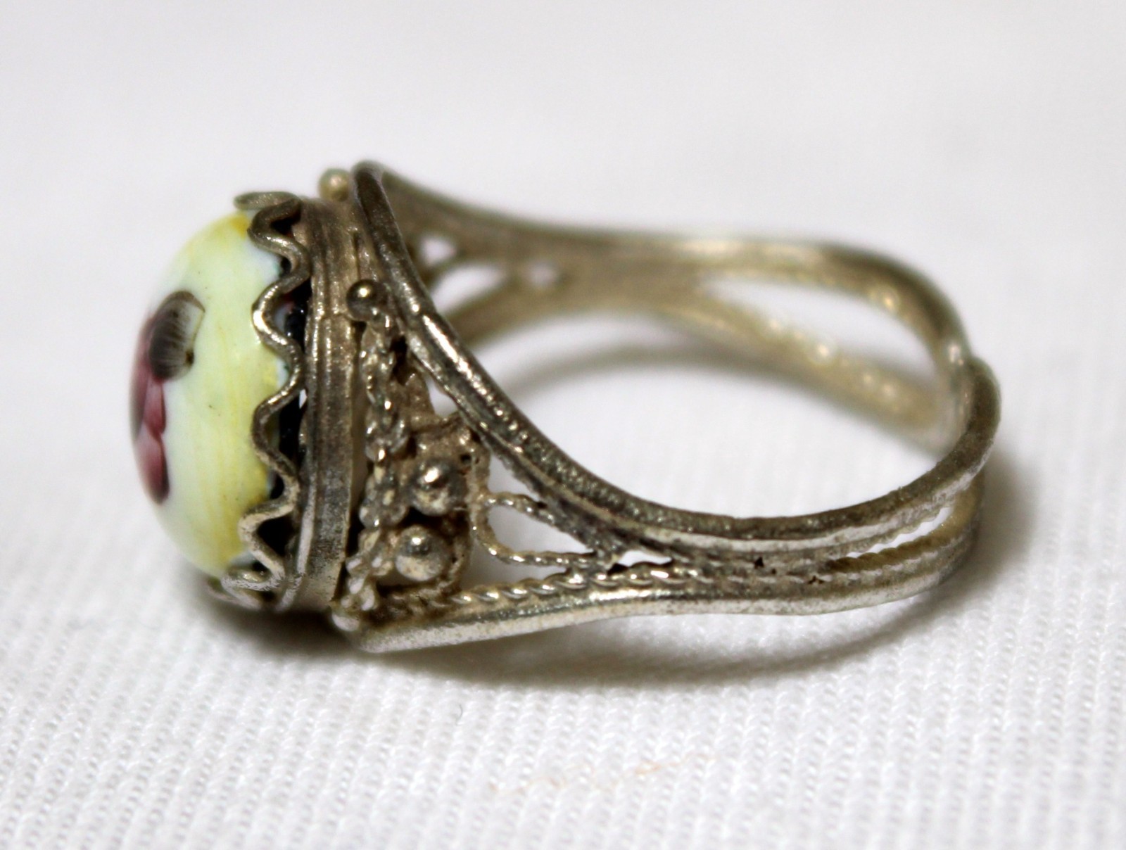 Vintage Russian Hand Painted Enamel Rings 3 Variation Finift Technique #85,86,90
