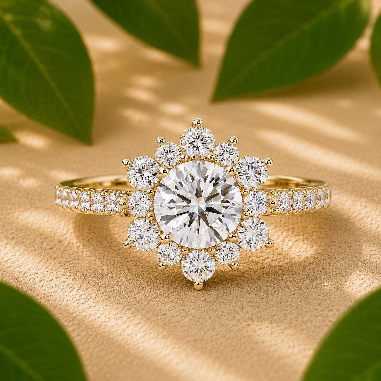 Round Cut Halo Lab Grown Diamond 1.75 CTW Cluster Set Ring 925 Silver DEF VVS VS