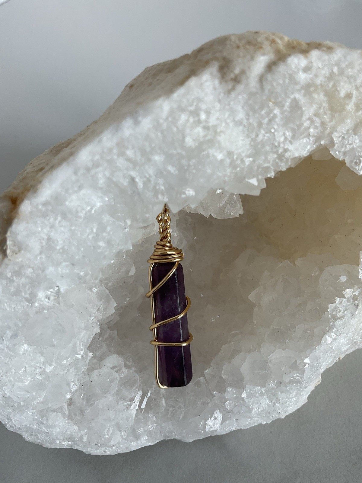Amethyst Wire Wrapped Crystal Pendant