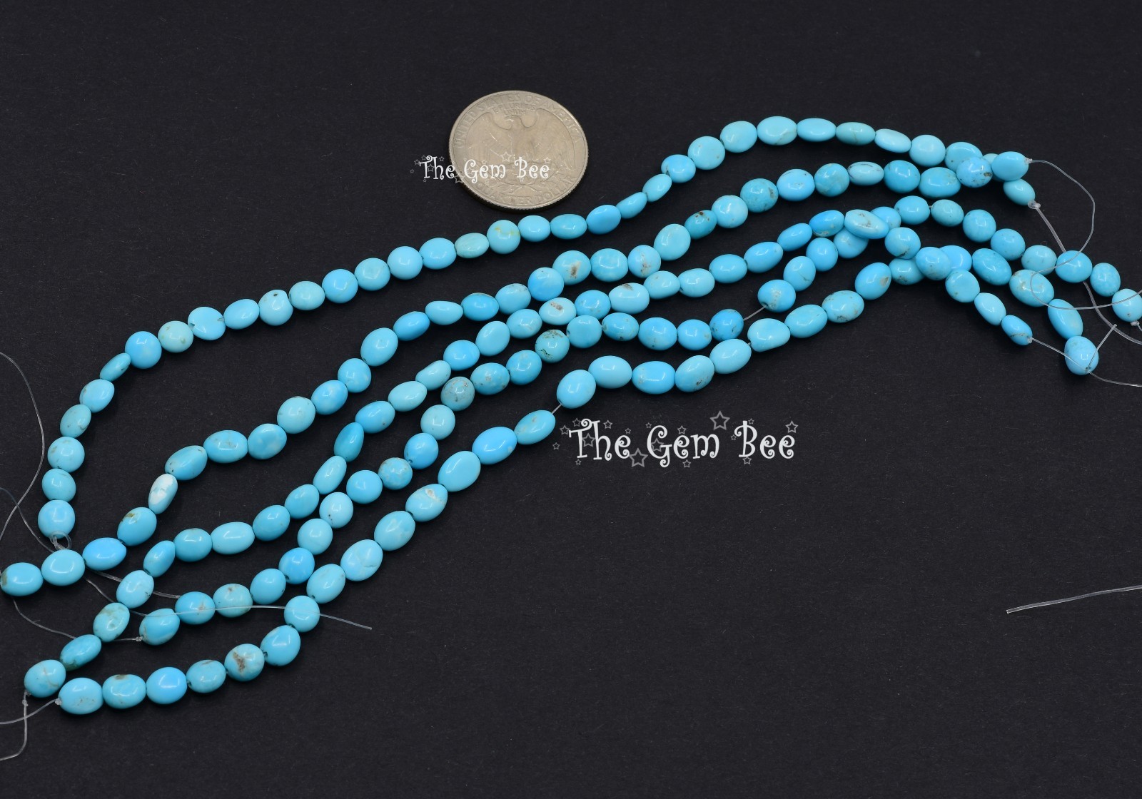 5.5mm Sleeping Beauty Turquoise Smooth Freeform Nuggets 8 inch strand