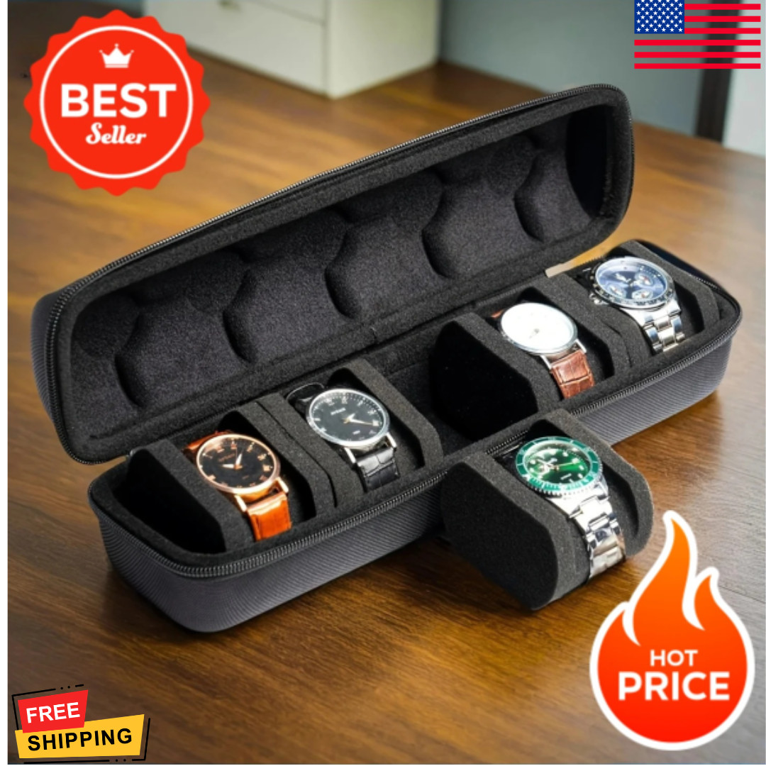 5 Slots Travel Watch Roll Case Wristwatch Display Case Watch Storage Box
