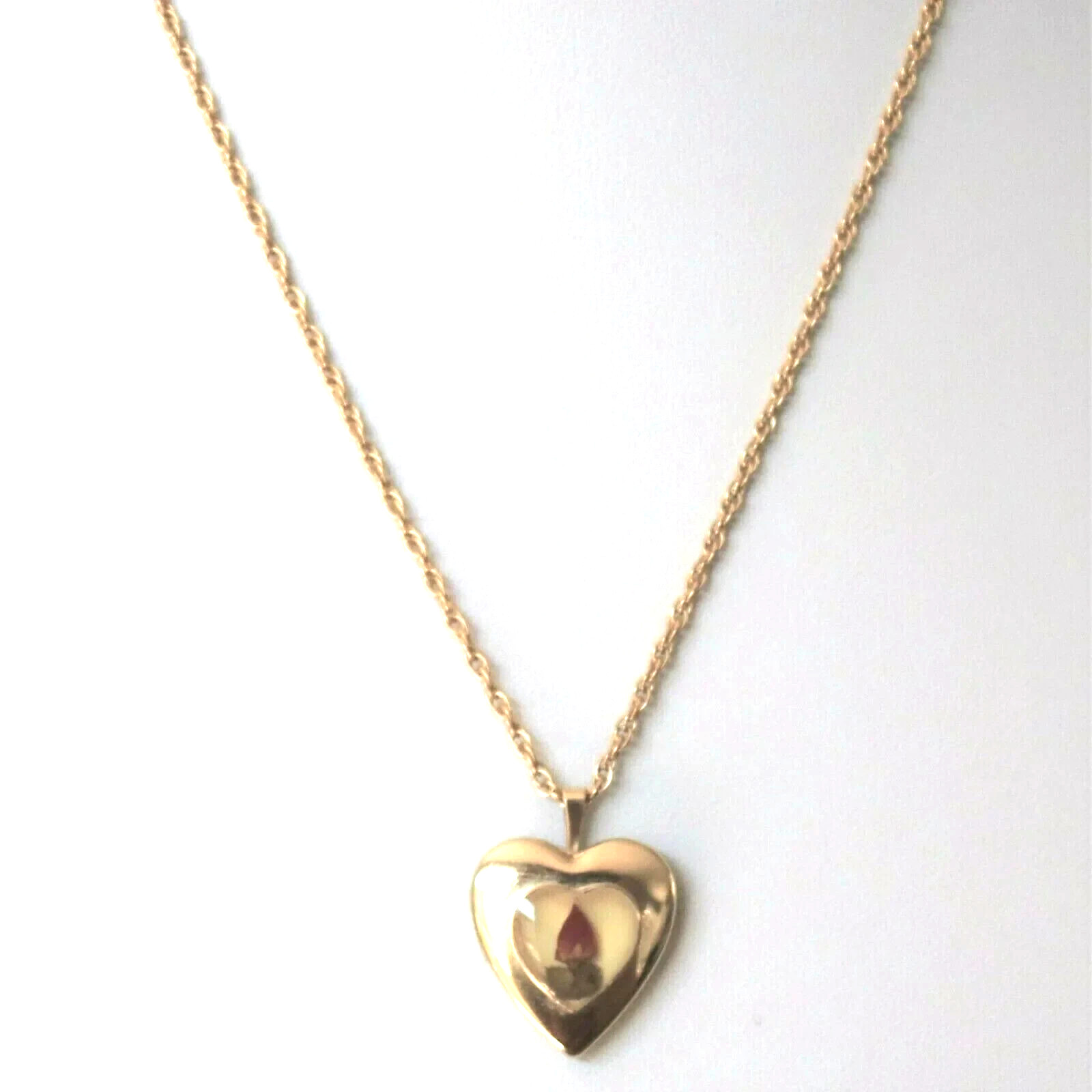 Vintage 14K GF Real Rosebud Heart Locket PPC USA 12K GF Chain 1960-70s See Video