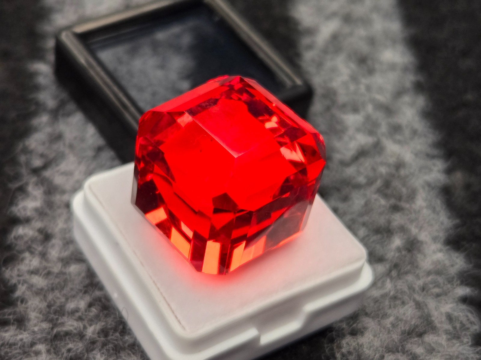 Orange Cube Mexican Fire Opal 58-60 Ct Lab Created Loose Gemstone Certified