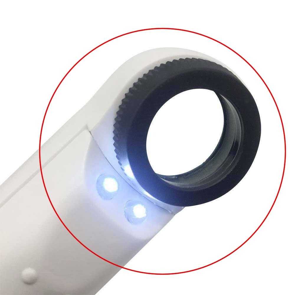 40X Magnifying Magnifier Glass Jeweler Eye Jewelry Loupe Loop With 2 LED Light