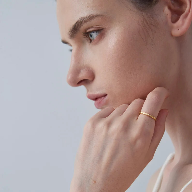 Custom Letter Stacking Couple Ring in 925 Sterling Silver