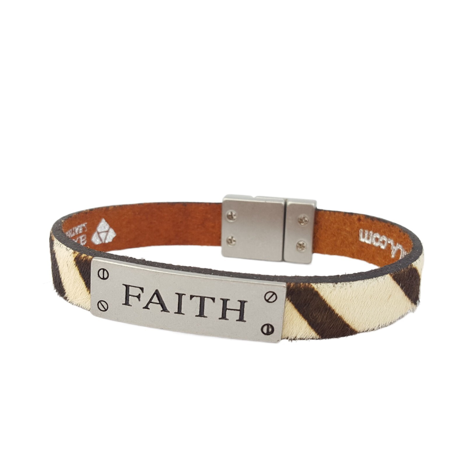 Bracelet: Genuine Leather Cuff with Inspired Word Plaque
