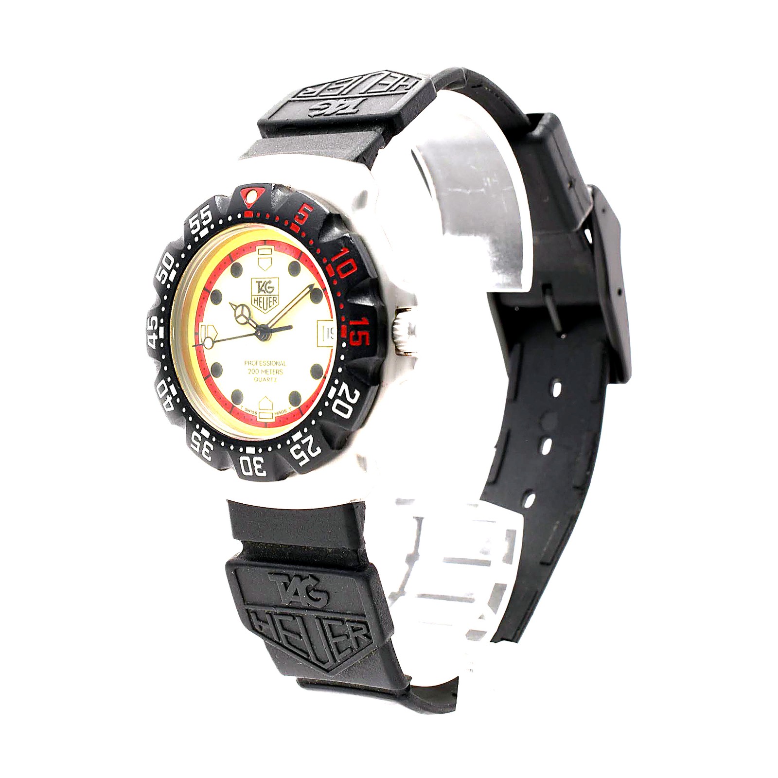 TAG Heuer Formula 1 WA1211 Quartz Diver 200m Cream Dial Black Rubber Strap Date