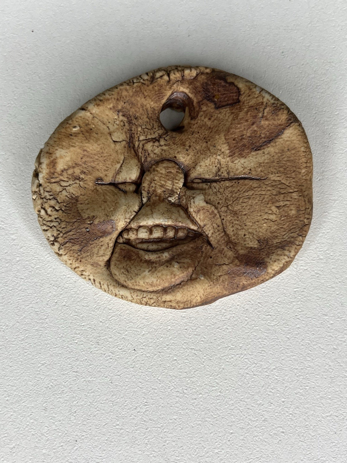 Ugly Face Pendant Clay Necklace Charm Homely Man Handmade Funky Artsy READ