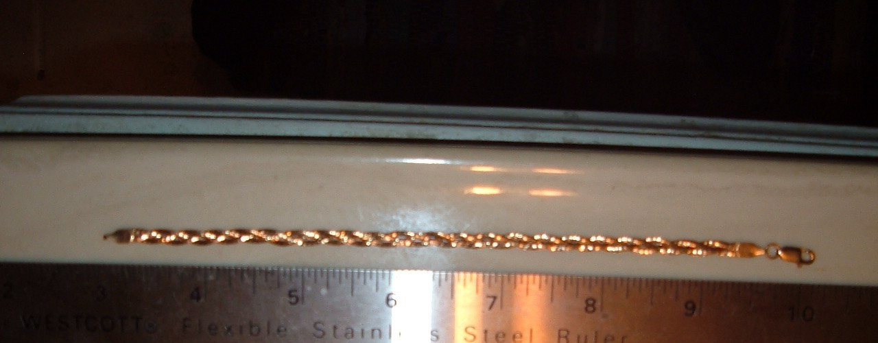 STAMPED 14k Yellow Gold filled BRACELET 4mm WOVEN LINK Chain Design 4mm clasp