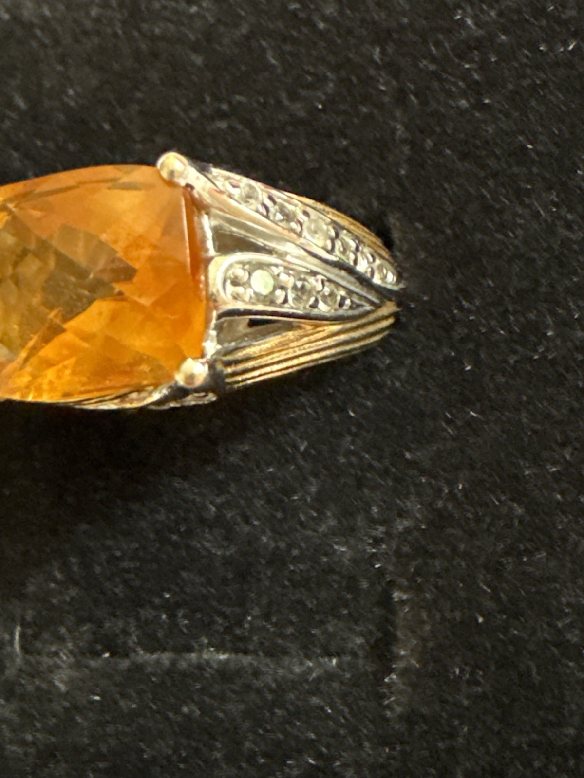 Victoria Wieck Ring Fire Citrine Swirl Design Sterling Silver 2 Tone Ring 5 1/2