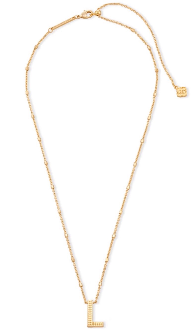 Kendra Scott Gold Plated Cable Chain Necklace Letter L, Original Packaging