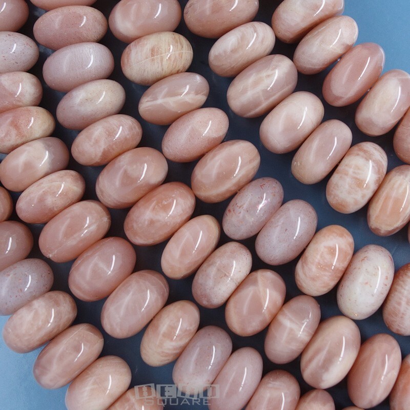 9″ Genuine Natural Peach Moonstone Rondelle Beads approx. 10mm #19506