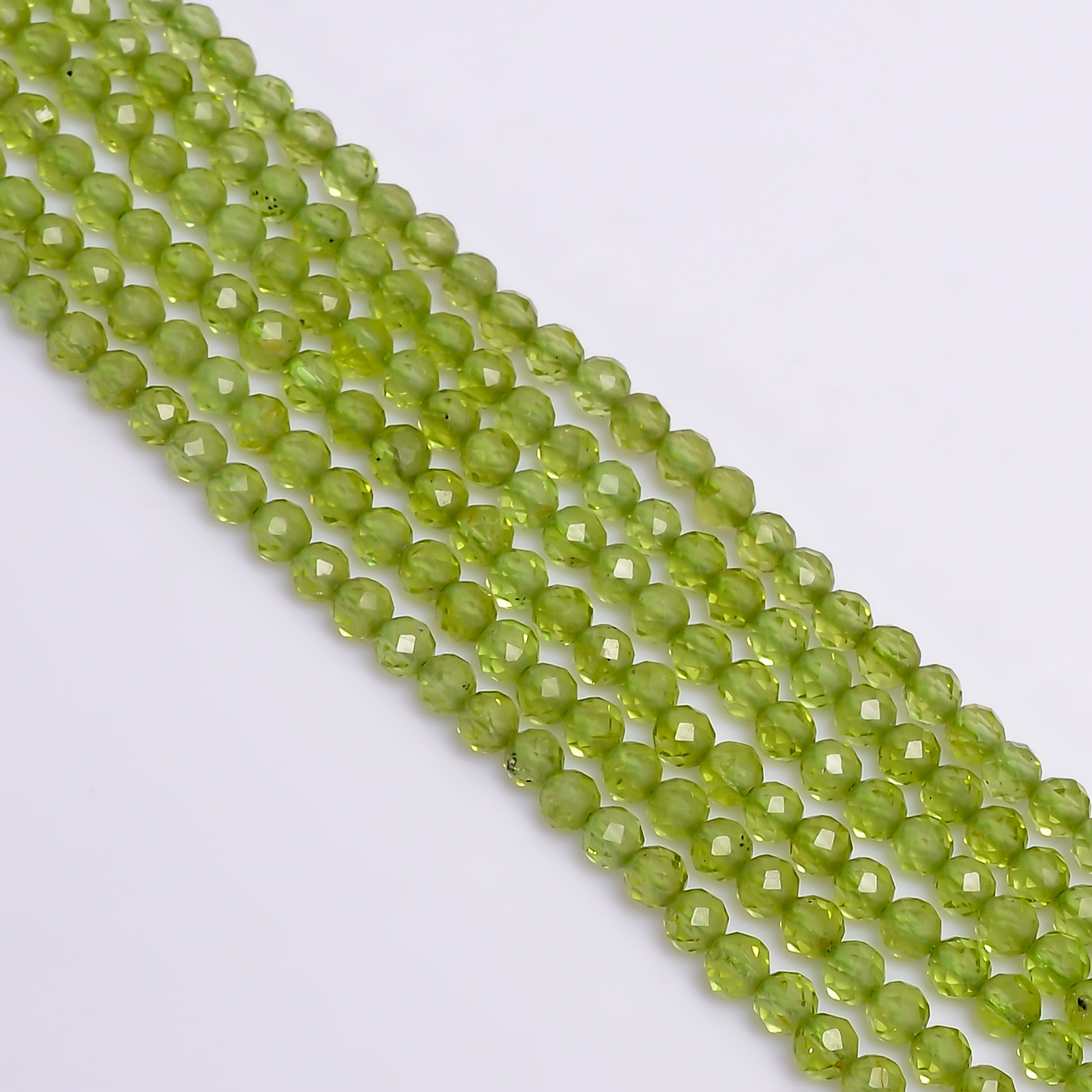 100% Natural Peridot Gemstone Round Faceted Beads 3X3 mm Strand 13″ EB-232