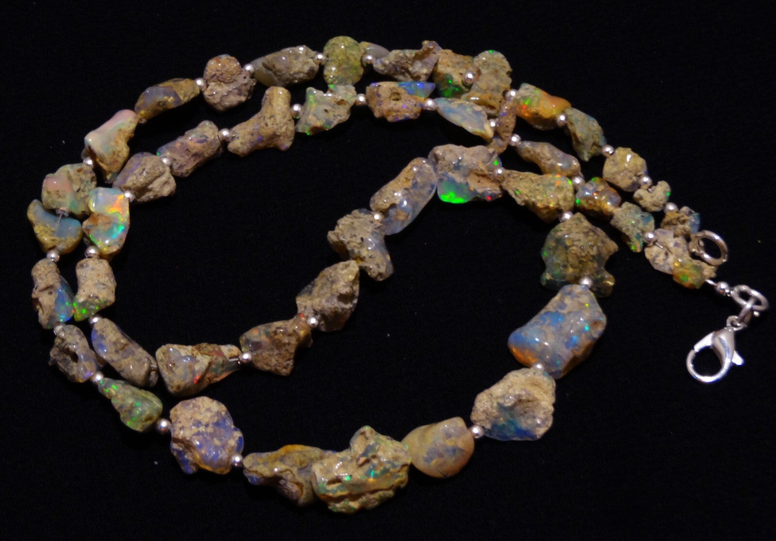 Rainbow Fire Opal Rough 7 to 13 mm Size Freeform Nugget Beads Necklace 18″