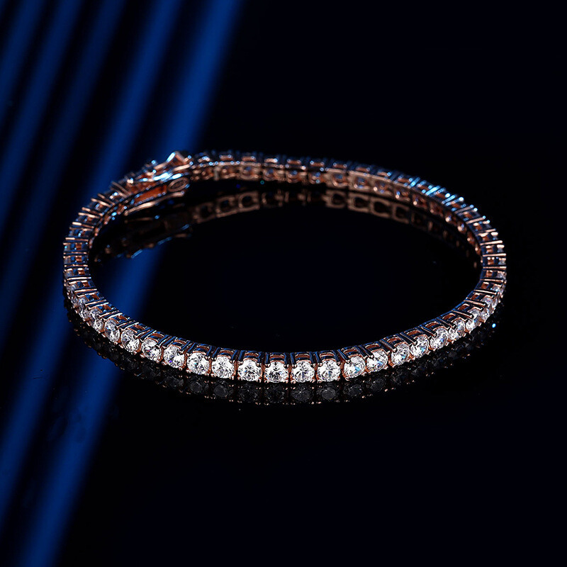 3mm Brilliant Cut Nature Zircon Tennis Chain Bracelet Women 925 Sterling Silver