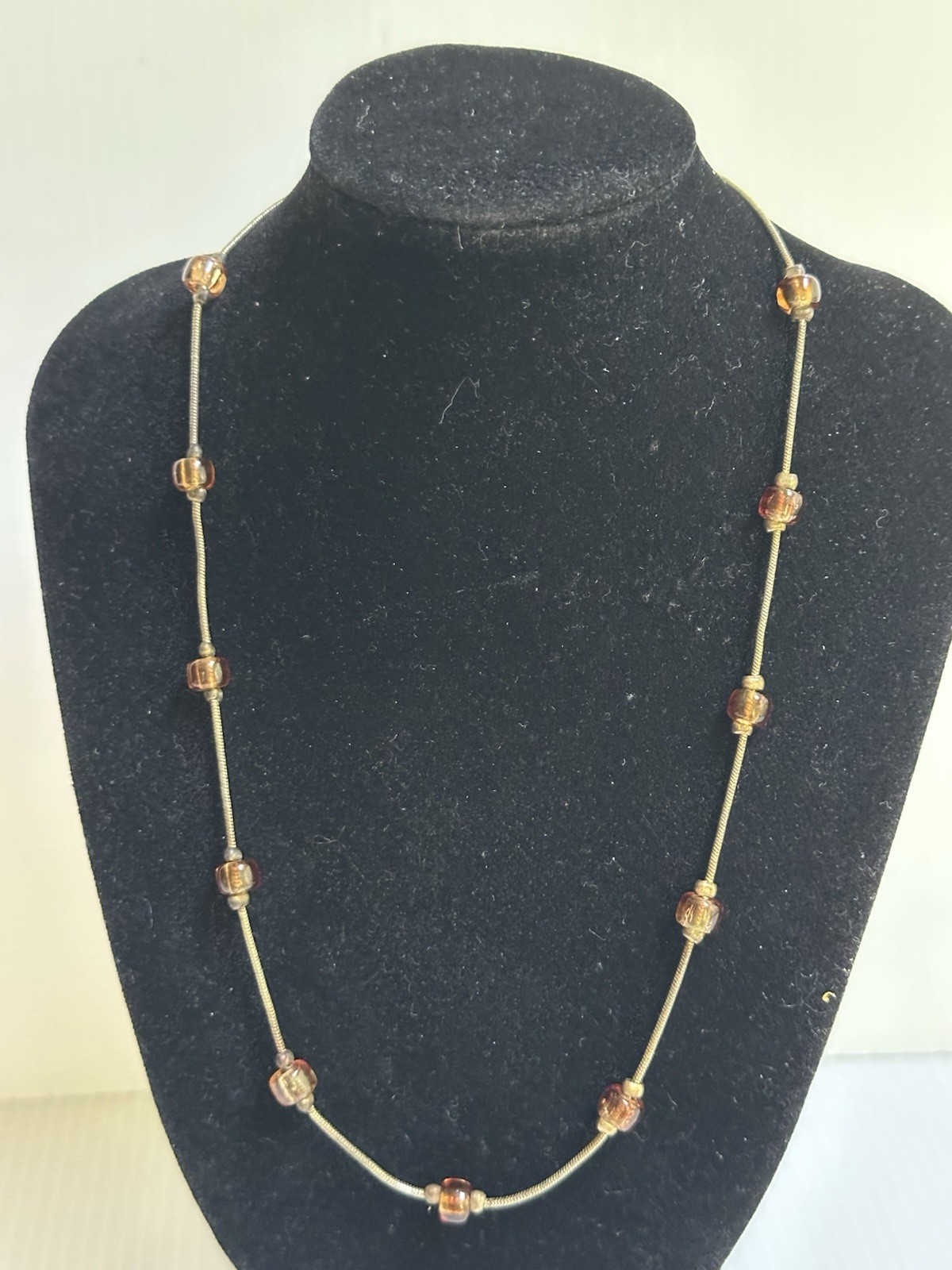 VTG FAVRE,A.J. NETHERLANDS AMBER BEADS NECKLACE 18”MARKED“FI”INSIDE THE CARTOUCH