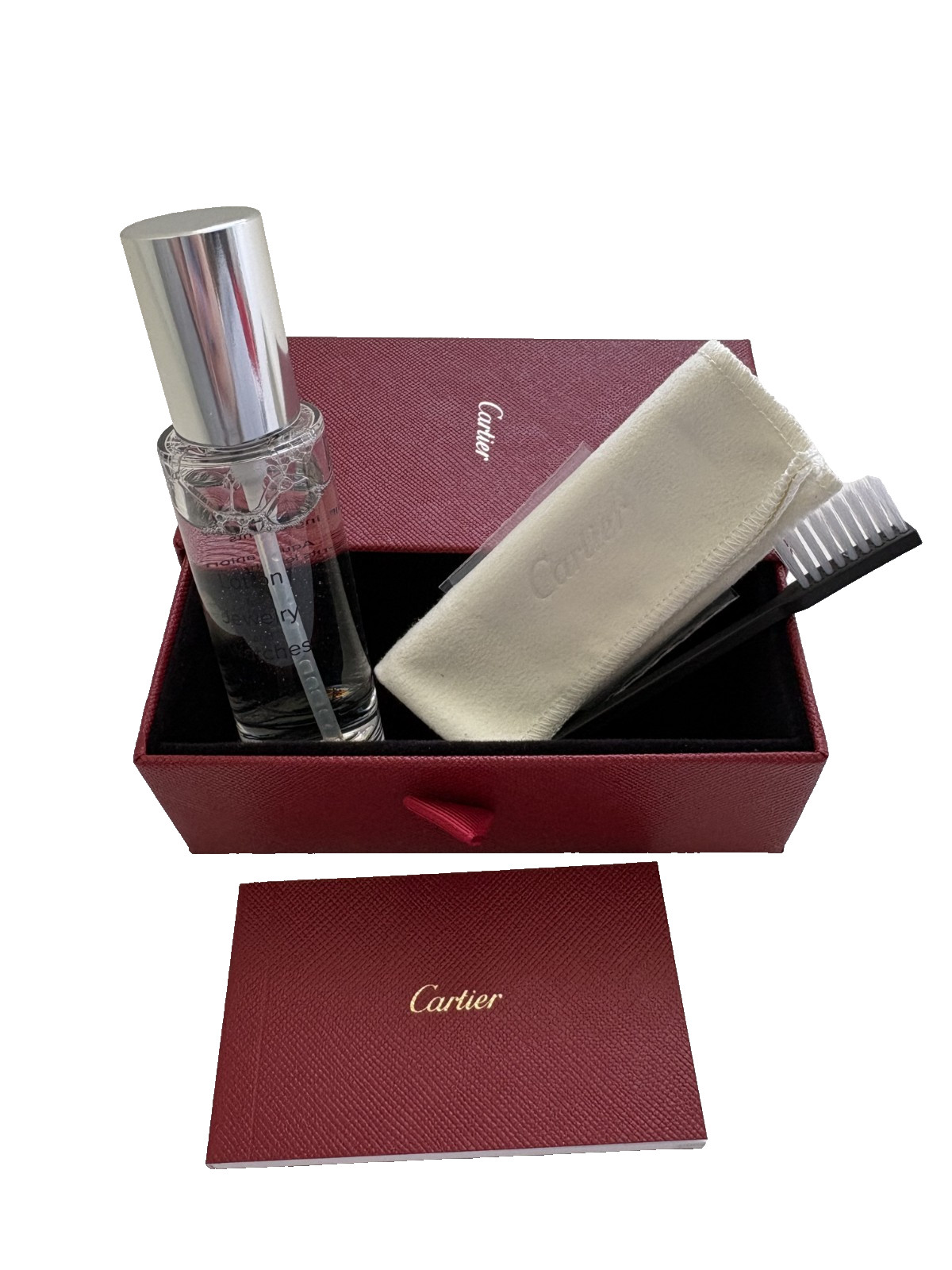 New Cartier Lotion for Jewelry and Watches Cleaning Brush Cloth Box 30ml Spray