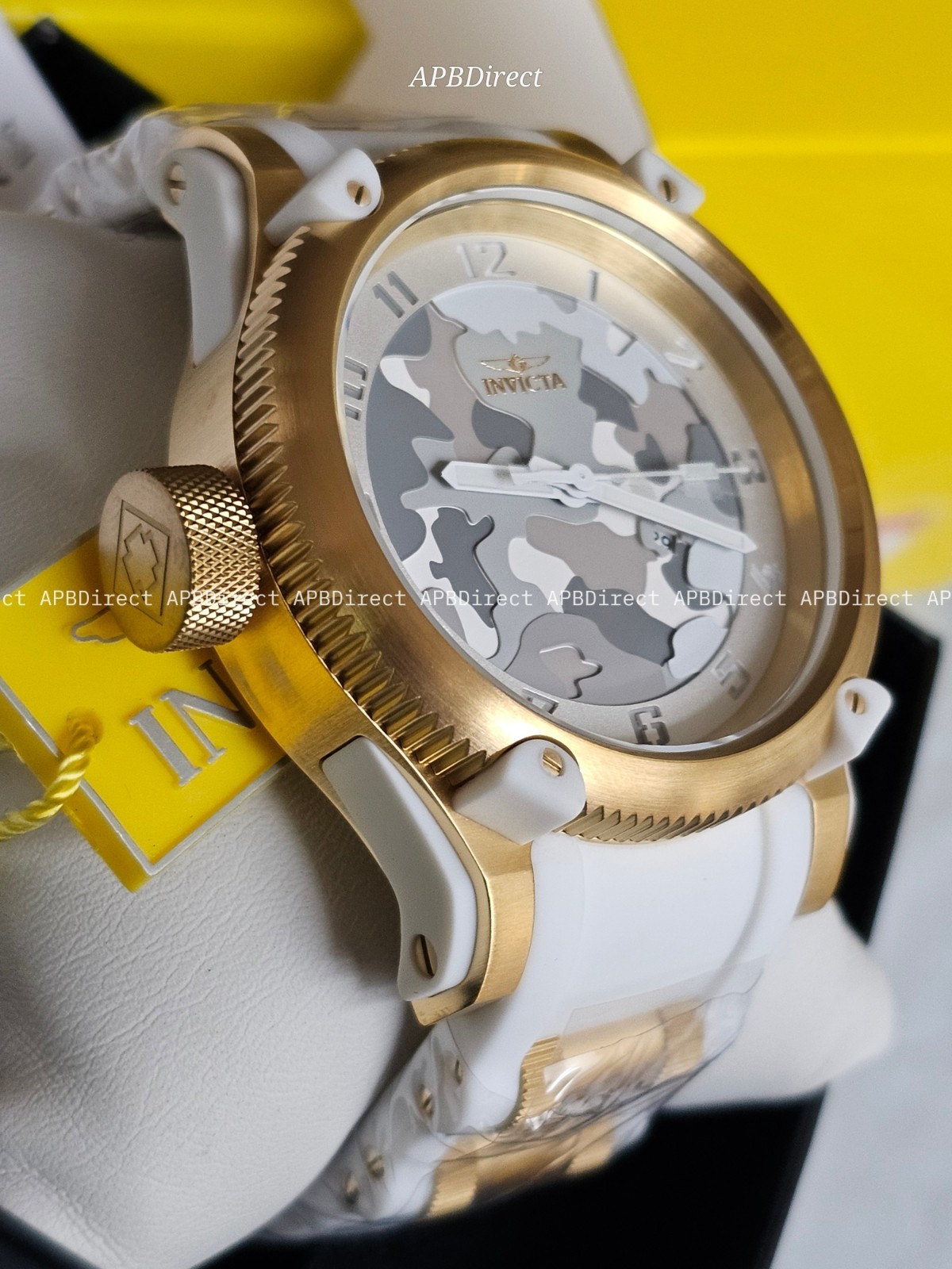 Invicta – ARCTIC WHITE CAMO Edition – Gold – Russian Diver – Quartz – mens watch