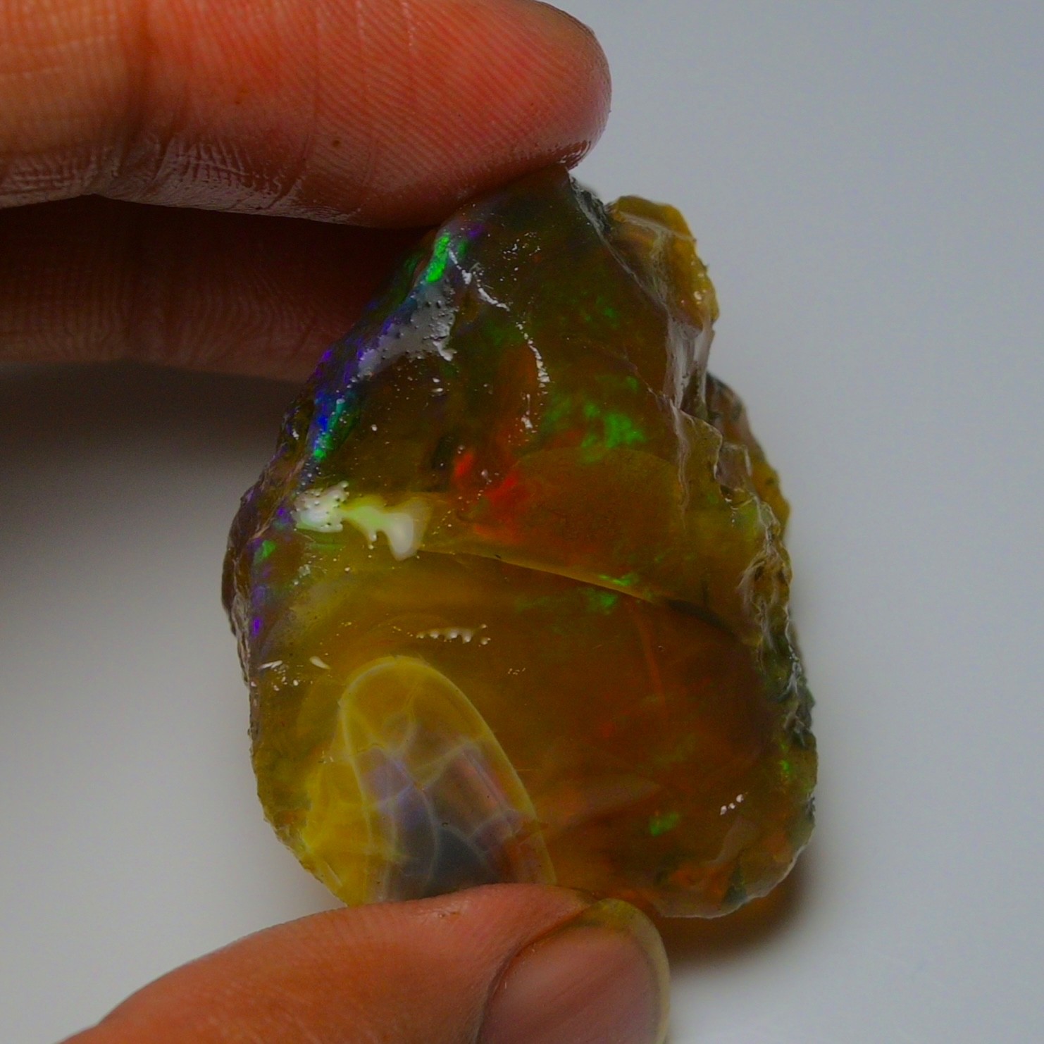 Ethiopian Oil Opal Specimen 99.20 cts Natural Rough Gemstone – Fire Opal Roug