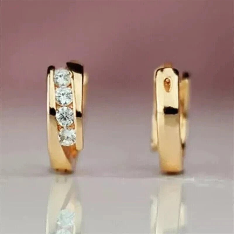 2Ct Round Simulated Diamond Hoop Women’s Modern Earrings 14k Yellow Gold Plated