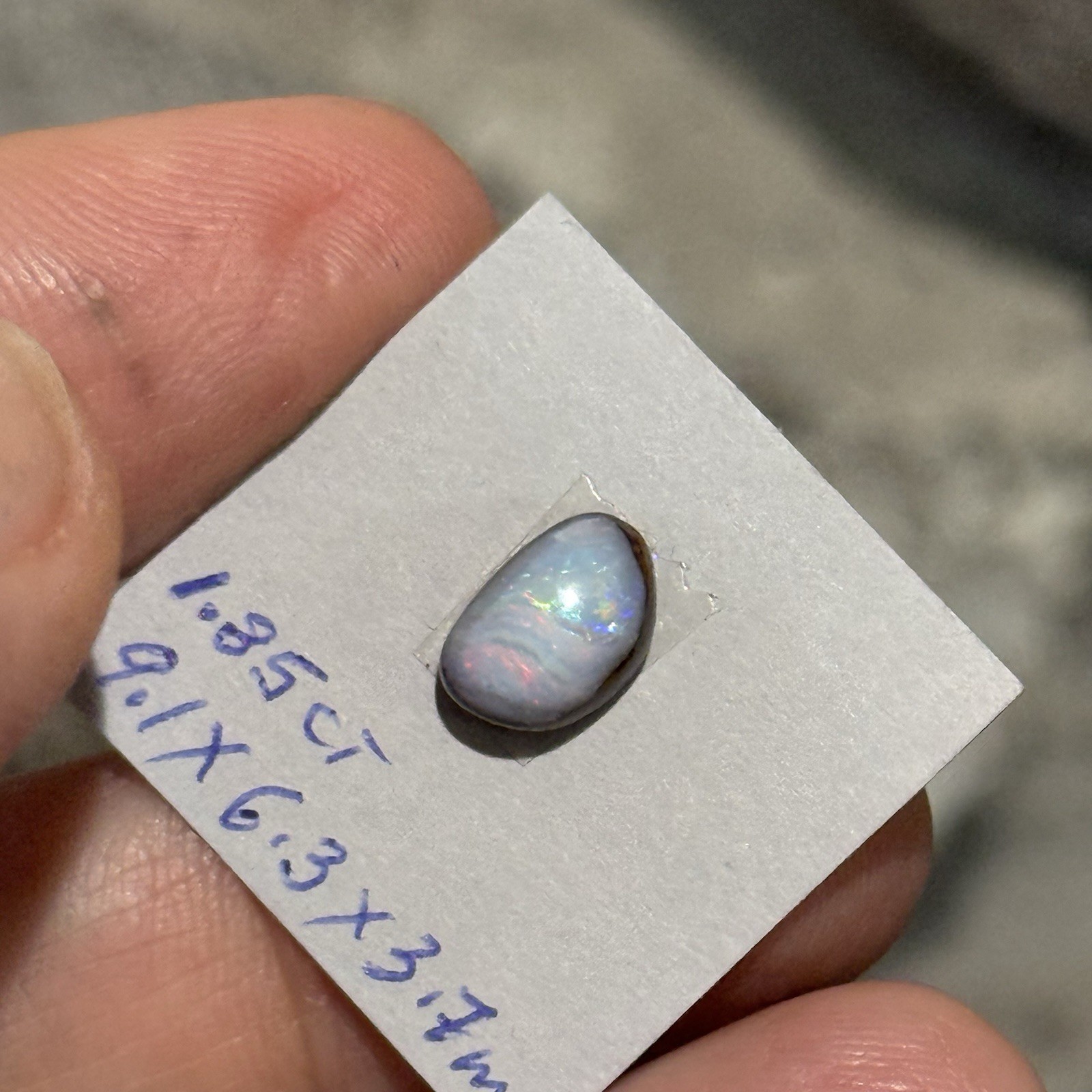 1.85ct 9.1×6.3×3.7mm Colorful Australian Boulder Opal Oval Cabochon Ring Gem