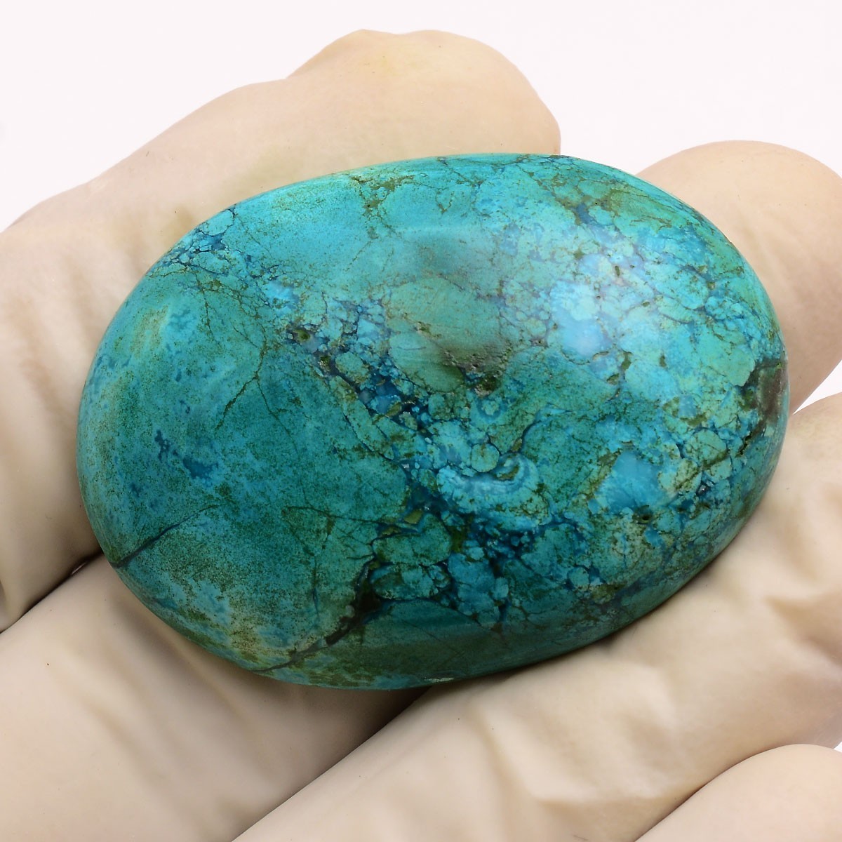 92.00 Cts Natural Tibbet Turquoise 42mmx31mm Oval Cabochon Huge Loose Gemstone